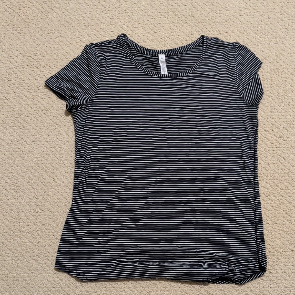 lululemon athletica Black and White Striped Short Sleeve Love Tee